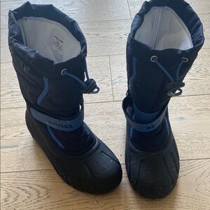 Sorel Black and Blue Rain & Snow Boots with Insulated Fabric